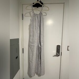 MAX STUDIO Romper Jumpsuit Blue White Stripes XS Pockets NWOT